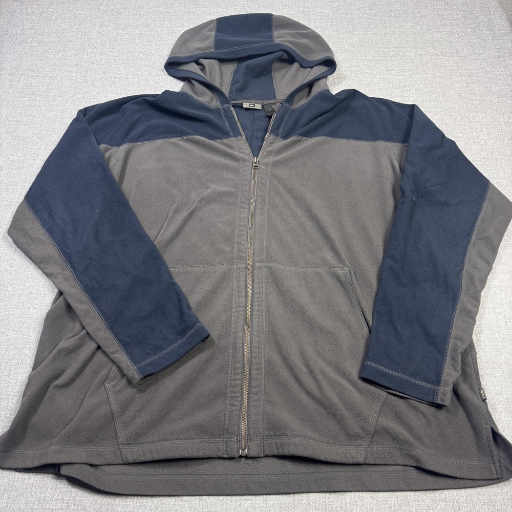REI Hoodie Fleece Mens 2XL Gray Full Zip Hooded Pockets Polyester Relaxed Logo